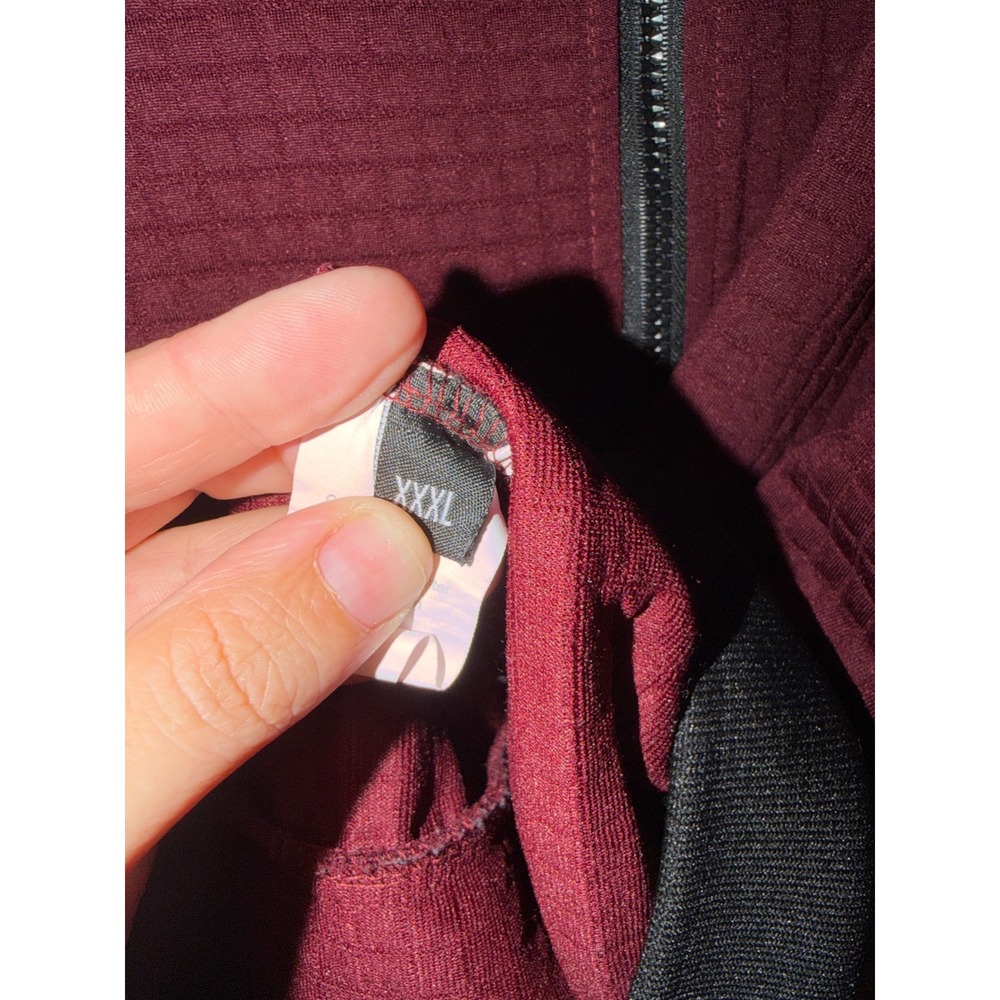 Mens Burgundy Quilted Grid Bomber Jacket Full Zip Sleeve Pocket XXXL - Picture 2 of 12